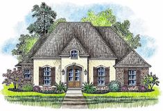 this is an artist's rendering of the front elevation of these european house plans