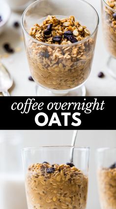 coffee overnight oatmeal in a glass bowl