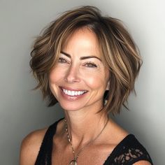 capecod8999 A pretty 45 year older woman with Graduated Bounc 982e5061 ac17 485c 9aaa efd2aa64df3d 3 Bouncy Bob, Layered Bob Short, Layered Bobs, Asymmetrical Bob, Bob Haircut For Fine Hair, Short Layered, Voluminous Curls, Haircuts For Medium Hair, Hair Flip