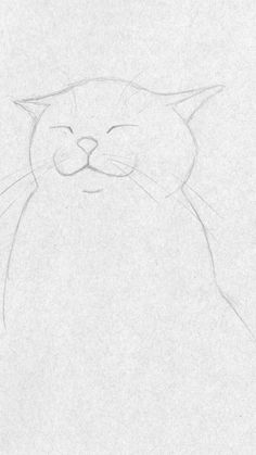 a drawing of a cat with its eyes closed