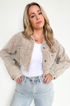 Details: Designed in cropped jacket with button closure, relaxed fit, balloon sleeve with button closure, chest pockets on front, distressed edge detailing, small patch with STAR embroidery on back, featured in corduroy.- Long sleeves- Button down Content: 100% cotton Size + Fit: Model is 5'4" and wearing a Small - Measurements from a size Small - Full length: 16.5" - Chest:34" - Waist: 36" - Sleeves: 26" Star Embroidery, Corduroy Jacket, Cropped Jacket, Neon Yellow, Chest Pocket, Final Sale, Full Length, Cute Outfits, Long Sleeves