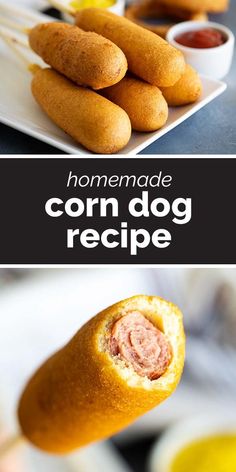 the homemade corn dog recipe is ready to be eaten