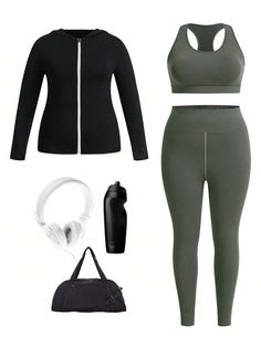 Plus Size 1pc Hooded Sports Jacket & 1pc Sports Bra & Bra & 1pc Sports Leggings Multicolor     Colorblock Leggings High Stretch  Women Plus Activewear, size features are:Bust: ,Length: ,Sleeve Length: Winter Workout Tracksuit In Solid Color, Winter Workout Stretch Tracksuit, Black Athleisure Tracksuit For Outdoor Activities, Black Outdoor Sportswear Tracksuit, Winter Gym Sportswear Tracksuit, Winter Sportswear Tracksuit For Gym, Hooded Solid Color Tracksuit For Workout, Functional Winter Gym Tracksuit, Winter Athleisure Tracksuit With Moisture-wicking