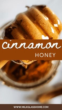 cinnamon honey in a jar with the title overlay