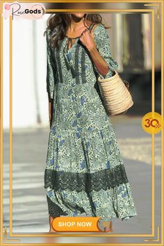 Regular Fit V Neck Boho Dresses Boho Dresses, Bohemian Dress, Women's Fashion Dresses, Boho Dress, Three Quarter, Bohemian Style, A Line Dress, Paisley, Fashion Dresses