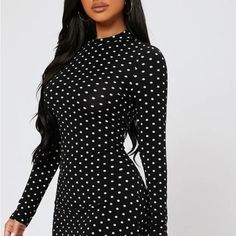 Petite Polka Dot Print Bodycon Dress Fitted Polka Dot Mini Dress, Knee-length, Fitted Polka Dot Knee-length Mini Dress, Fitted Knee-length Polka Dot Mini Dress, Polka Dot Long Sleeve Mini Dress For Party, Fitted Polka Dot Midi Mini Dress, Polka Dot Knee-length Dress For Night Out, Fitted Polka Dot Mini Dress, Polka Dot Long Sleeve Mini Dress For Night Out, Polka Dot Long Sleeve Midi Dress For Party