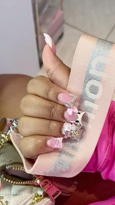 Junk Nails, Hard Nails, Duck Nails, Girly Acrylic Nails, Cute Acrylic Nail Designs, Short Square Acrylic Nails, Really Cute Nails, Nail Sets