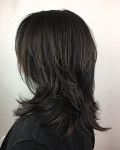 Medium Layered Black Hairstyle Medium Shaggy Hairstyles, Long Shag Hairstyles, Modern Shag Haircut, Medium Shag Haircuts, Long Shag Haircut, Thick Hair Cuts, Shaggy Haircuts, Edgy Haircuts, Shag Hairstyles