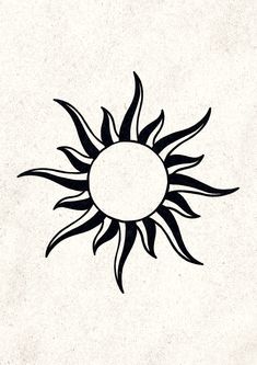 a black and white drawing of a sun