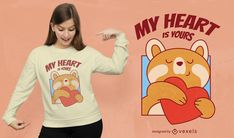 Lovely bear with heart t-shirt design Bear With Heart, My Heart Is Yours, Heart T Shirt, Heart Shirt, Cute Bear