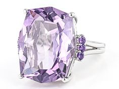 14.40ct Fancy Cut Lavender And 0.21ctw Round African Amethyst Rhodium Over Sterling Silver Ring. Measures Approximately 0.72"L x 0.79"W. Not Sizeable. Lavender Amethyst Ring For Formal Occasions, Formal Amethyst Gemstones With Gemstone Accents, Luxury Lavender Amethyst Ring For Formal Occasions, Formal Amethyst Gemstones With Accents, Octagon-shaped Amethyst Ring For Formal Occasions, Octagon Amethyst Ring For Formal Occasions, Octagon Amethyst Ring For Formal Events, Elegant Lavender Multi-stone Amethyst Ring, Formal Octagon Amethyst Ring