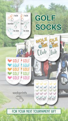 the golf socks are designed to look like they have different designs on them