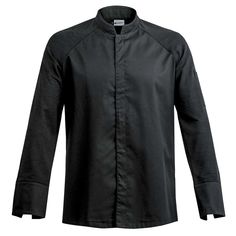 FORZA - Black Short Sleeve Men's Center Snap Chef Jacket Men's Premium French Chef Jacket: Features a Mandarin collar, raglan sleeves, hidden snap buttons, pen pocket on left sleeve, and side slits. Fabric: Front yoke, bottom rear, and cuffs 67% polyester 33% cotton, sleeves and core 55% cotton 45% natura stitch with patented DRY-UP back. Also available in black or white with long or short sleeves from T0 to T8. (see conversion chart) Can be customized with the concept: 1 stripe along inside arm Chef Jackets, Front Bottoms, Mandarin Collar, Black Shorts, White Long Sleeve, Black Long Sleeve, Raglan Sleeve, Men Short Sleeve, Custom Clothes