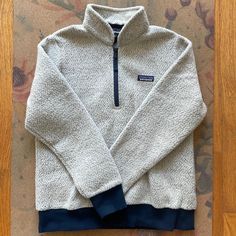 Patagonia Woolyester 1/4 Zip Pullover In Oatmeal With Navy Accents Euc, Like New! Women's Medium Softer Than Most Wool Sweaters Because Of The Polyester Blend Cozy & Simply Beautiful! Navy Accents, Patagonia Sweater, 1/4 Zip Pullover, Patagonia Womens, Blue Cream, Simply Beautiful, 1/4 Zip, Wool Sweaters, Patagonia