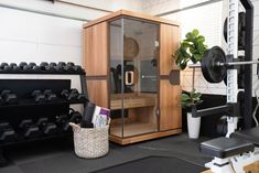 a home gym with an exercise room and equipment