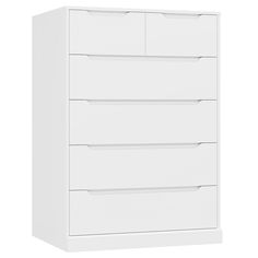 a white dresser with four drawers on it