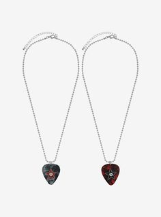 Head bang with your bestie in this best friend necklace set. They're ball chain necklaces with guitar pick pendants decorated with jeweled stars. Best Friends Matching Wallpaper, 3 Matching Wallpapers, Matching Jewelry Best Friends, Matching Necklaces For Best Friends, Best Friends Matching, Matching Stuff, Hand Jewelry Rings, Pick Necklace, Guitar Pick Necklace