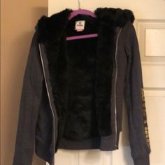 No Tags! Never Worn, Beautiful Sequins. Streetwear Hooded Jacket With Faux Fur Lining, Fitted Cozy Hooded Outerwear, Cozy Fitted Hooded Outerwear, Casual Hoodie With Faux Fur Lining, Casual Hoodie With Faux Fur Lining For Cold Weather, Alt Fits, Extra Clothes, Rave Fits, Nana Osaki