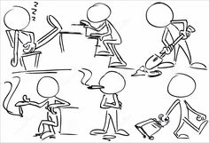 cartoon stick figures doing different things to each other - drawing stock illustrations, clip art, and cartoons