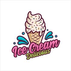 an ice cream logo with sprinkles on it