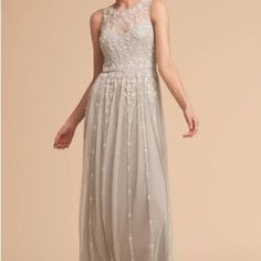 BHLDN Dresses | Bhldn Eliza Dress Fog | Color: Cream/Gray | Size: 2