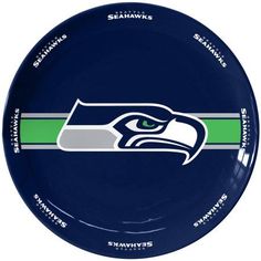 a seattle football team logo on a blue frisbee