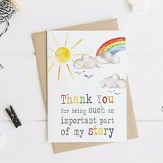 a card with the words thank you for being such an important part of my story