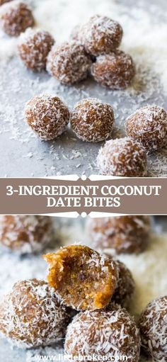 three ingredient coconut date bites on a baking sheet