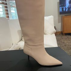 Brand New In Box. Elegant Beige Synthetic Boots, Beige Kitten, Kitten Heel Boots, Shoes Brand, Heel Boots, Kitten Heel, Who What Wear, Shoes Heels Boots, Shoe Brands