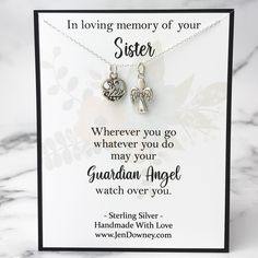 a card with a silver necklace on it that says, in loving memory of your dad