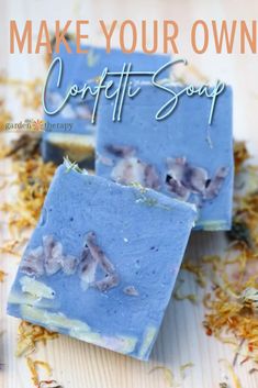 Confetti soap is a fun and crafty technique that allows you to use scraps and bits from previous batches of soap that didn't turn out well! Get the soap-making steps: #soapmaking #soap #confettisoap #plantbasedbeauty #naturalbeauty #recylcing #gardentherapy Making Confetti, Soap Scraps, Confetti Soap, Garden Therapy, Unique Soap, Unscented Soap