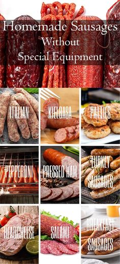 the different types of sausages are shown in this graphic above it's description