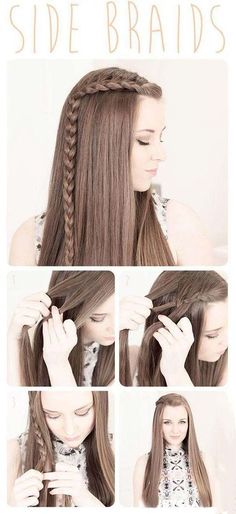 Very Easy Hairstyles, Braids Step By Step, Side Braids, 5 Minute Hairstyles, Side Braid Hairstyles, Braided Hair Tutorial, Hair Tutorials Easy, Prom Ideas