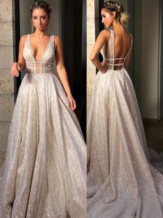 Sexy Ball Gown Wedding Dress Sequin Beaded Nude Vintage Wedding Dresses AWD1050-SheerGirl Nude Vintage, Sparkle Prom Dress, Vintage Wedding Dresses, Backless Evening Dress, Wedding Dress Sequin, A Line Evening Dress, V Neck Prom Dresses, Prom Dresses 2019, Cheap Evening Dresses