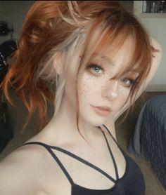 Dyed Blonde Hair Ideas, Blonde And Orange Hair Highlights, Ginger Hair With White Highlights, Ginger And White Hair, Ginger And Blonde, Cosplay Hairstyles, Ginger Blonde Hair, Orange Hair Dye, Ginger Blonde