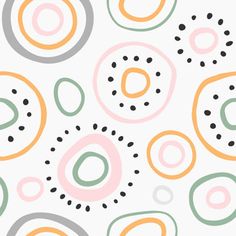 an abstract pattern with circles and dots in pastel colors, on a white background