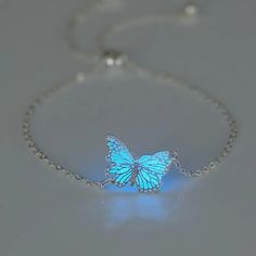 Muse Butterfly Bracelet Delicate Bracelet Featuring A Luminous Blue Butterfly Pendant On A Fine Silver Chain, Creating A Magical And Ethereal Effect. Cute Blue Jewelry, Ethereal Bracelet, Angelcore Aesthetic, Ethereal Jewelry, Blue Things, Ocean Jewelry, Butterfly Bracelet, Butterfly Jewelry