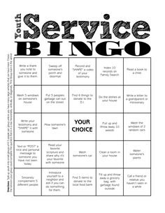 a black and white flyer with the words service bingo on it