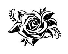 Inkscape Tutorials, Rose Stencil, Wood Burning Patterns, Flower Stencil, Pola Sulam, Leaves Vector, Black Silhouette, Dog Silhouette, Scroll Saw Patterns