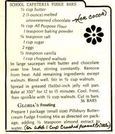 an old recipe for chocolate fudge bars