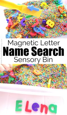 the magnetic letter name search is an easy activity for kids to learn letters and numbers