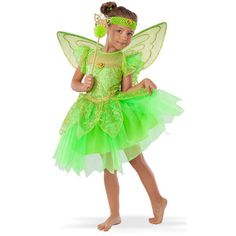 Tinkerbell Costume Kids, Green Fairy Costume, Disfraz Peter Pan, Tinkerbell Wings, Fairy Costume For Girl, Bell Costume, Tinkerbell Costume, Costume Green, Tinker Bell Costume