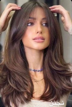 wispy curtain fringe long hair, face framing curtain bangs, long curtain bangs round face, layered hair with wispy bangs Long Brown Hair, Haircuts For Medium Hair, Haircuts Straight Hair, Long Hair With Bangs, Haircut For Thick Hair, Haircuts For Long Hair, Curtain Bangs