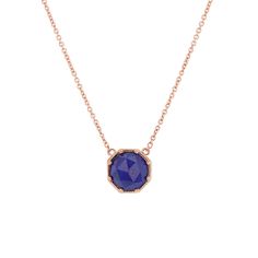 A rose-cut lapis set in a 14-karat gold crown bezel. 10mm bezel setting on a 16" inch chain. Item will vary due to nature of the stone. Necklace Sapphire, Lapis Necklace, Gold Crown, Disc Necklace, Bezel Setting, Rose Cut, Moonstone, Unique Jewellery, Diamond Necklace