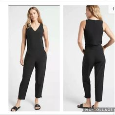 New With Tags, Athleta Brooklyn Jumpsuit- Size 10t. Pet Free, Smoke Free Home. Womens Black Jumpsuit, Drawstring Waist Pants, Wide Leg Romper, Pattern Romper, Work And Travel, Wrap Romper, Green Jumpsuit, Long Romper, Short Sleeve Romper