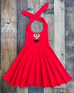 Elmo Red Twirl Dress Elmo Dress, Sesame Street Dress, Elmo Face, Toddler Birthday Outfit, Bug Clothing, Girls 3rd Birthday, Red Knit Dress, Mermaid Theme Birthday Party, Elmo Birthday Party