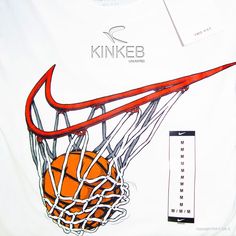 an image of a basketball going through the net on a t - shirt that says nike