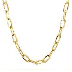 Chain Link Necklace Yellow Gold Plated 18" Length Link Size: 16MM X 8MM 1MM Thick Minimalist Link Chain Necklace For Formal Occasions, Trendy Yellow Gold Chain Necklace For Formal Occasions, Formal Minimalist Link Chain Necklace, Trendy Formal Yellow Gold Chain Necklace, Minimalist Cable Chain Necklace For Formal Occasions, Trendy Yellow Gold Necklaces With Rectangular Links, Trendy Yellow Gold Necklace With Rectangular Links, Formal Minimalist Chain Link Necklace, Classic Link Chain Necklace For Everyday