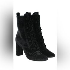 Black Crushed Velvet Loulou Lace Up Booties. Come With Original Box And 2 Duster Bags. Great Condition. Size 36 1/2 Lace Up Booties, Saint Laurent Shoes, Crushed Velvet, Lace Up Boots, Shoe Laces, Original Box, Saint Laurent, Lace Up, Velvet