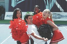 some cheerleaders are posing for a photo with the words, the bring it on movies